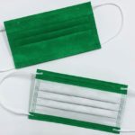   【日本製】国産３層構造不織布カラーマスク　グリーン（緑）５枚入…