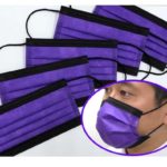   【日本製】国産３層構造不織布カラーマスク　パープル（紫）✕ ブラック（黒）５枚入